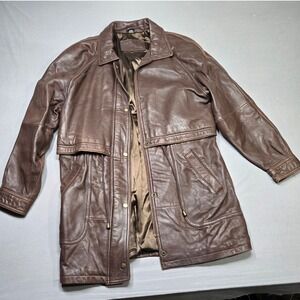 VTG 80s Jacqueline Ferrar Genuine Leather Jacket Brown Medium (fits like Large)